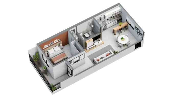Departamento isométrico corte dollhouse — pack 3D SketchUp D5