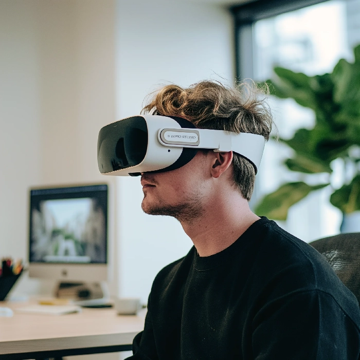 Fotografía ilustrativa de una persona con visor VR