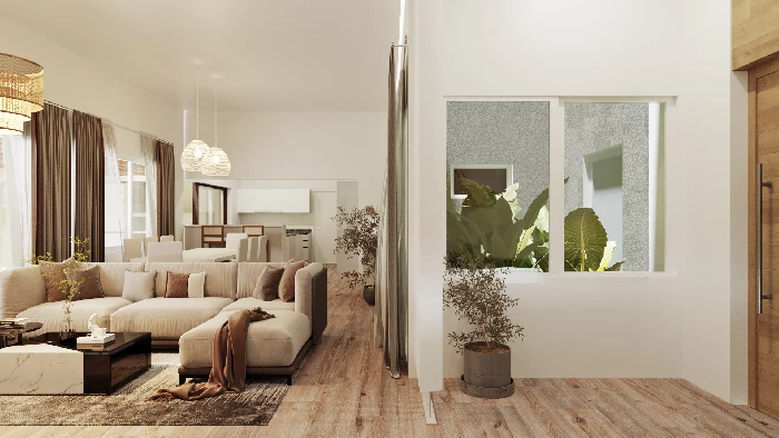 Living abierto con luz de día — pack 3D SketchUp D5 DP Renders