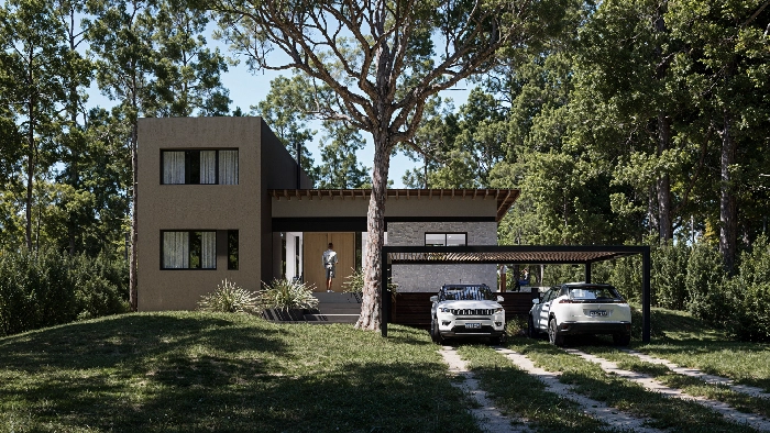 Vivienda en el bosque Cariló — pack 3D SketchUp D5 DP Renders