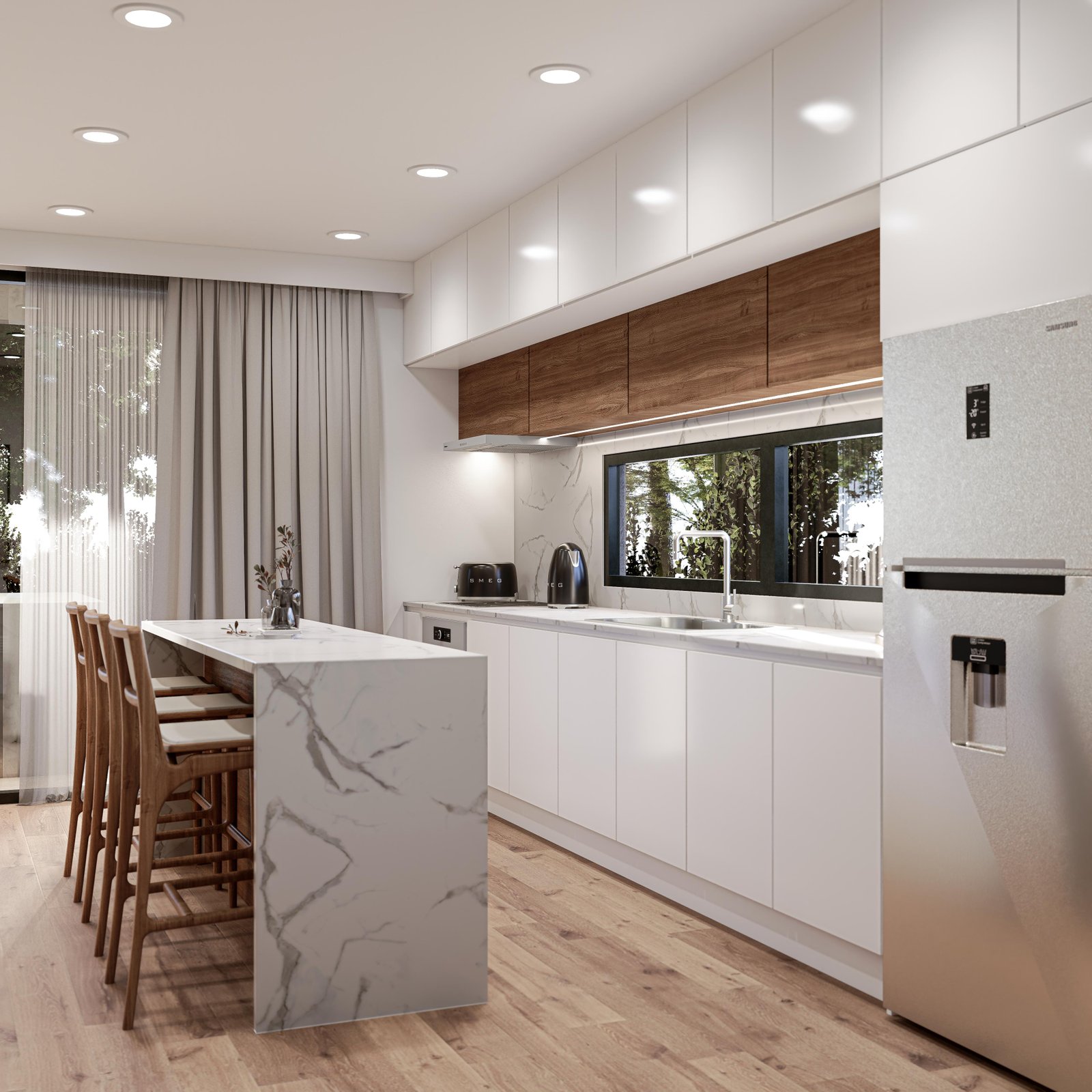 Render de cocina contemporánea en SketchUp y D5