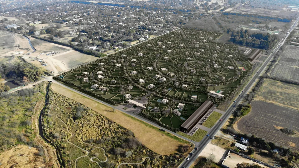 Vista aérea de un desarrollo inmobiliario del portfolio de DP Renders