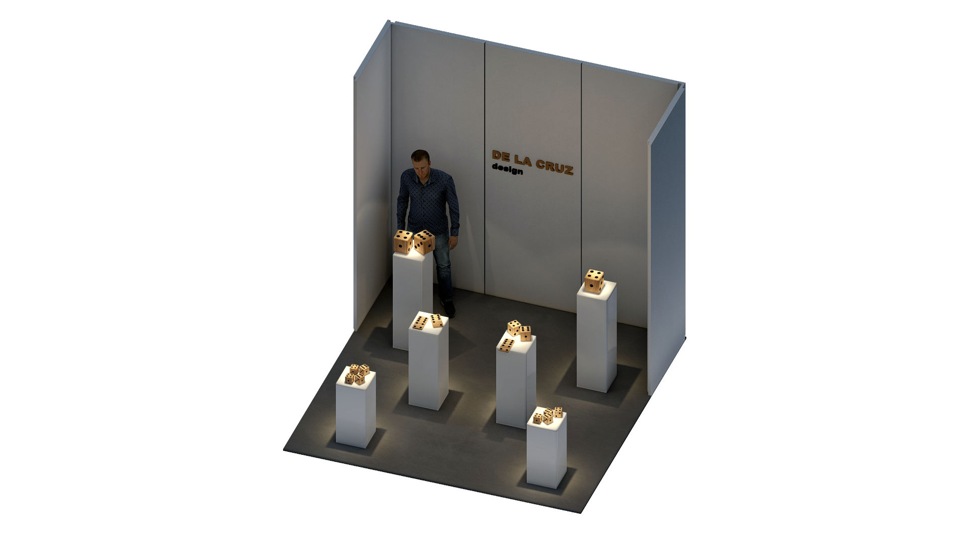 Render 3D: vista de baño y sanitarios en modelo abierto