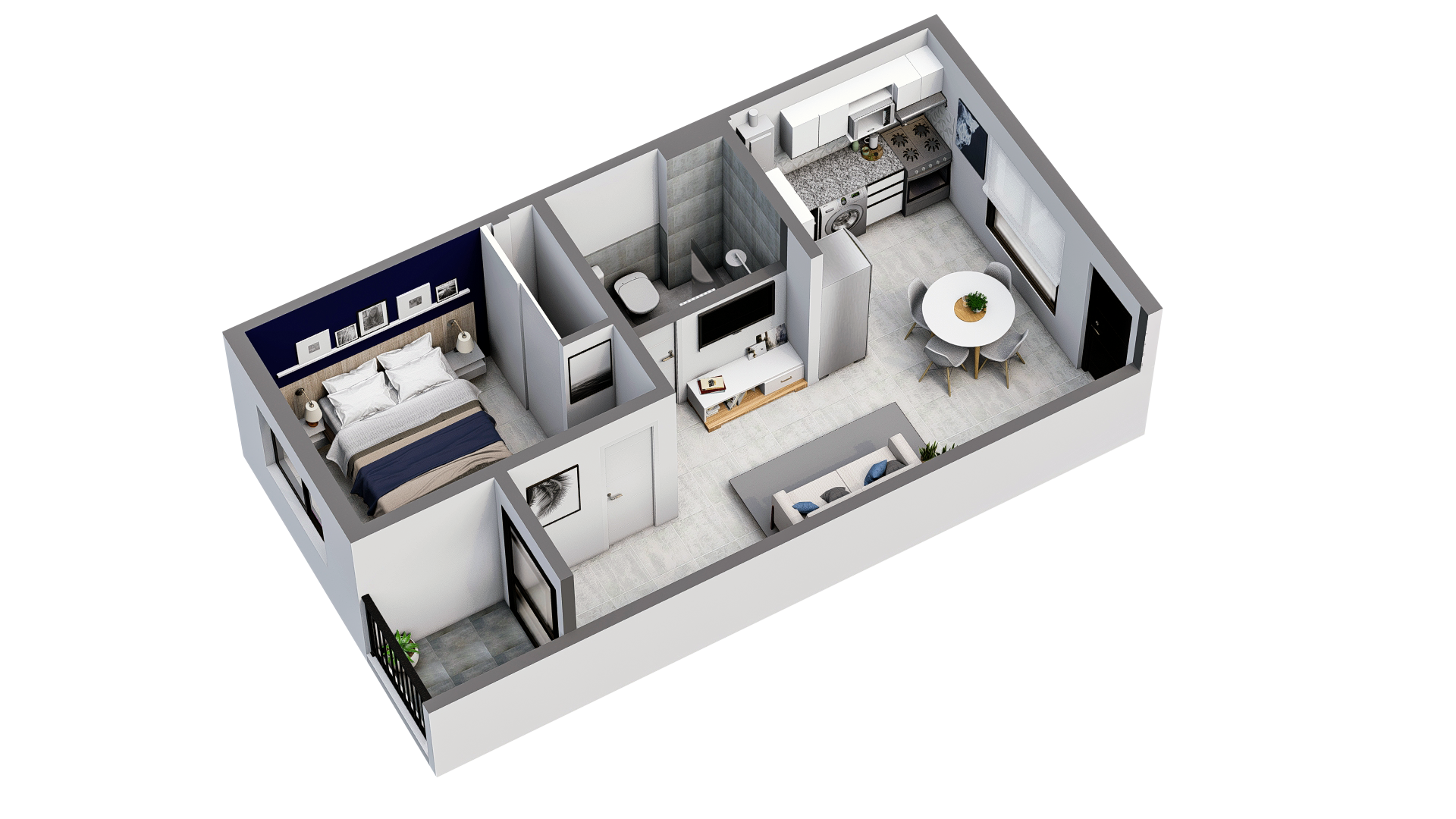 Render 3D: otra vista axonométrica del mismo conjunto